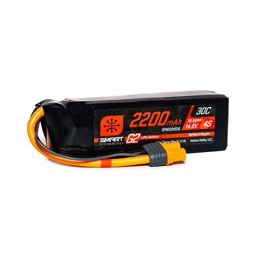 Spektrum 2200mAh 4S 14.8V 30c Smart G2 LiPo Battery with IC3 Connector - SPMX224S30