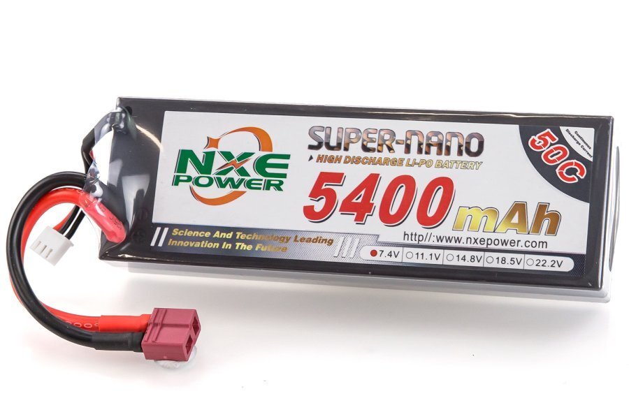 NXE 7.4v 5400Mah 50C Hard Case Lipo w/Deans - 5400HC502SDEAN