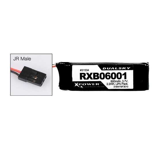 Dualsky 600mah 1S 3.7v 25C LiPo Receiver Battery with Servo Connector