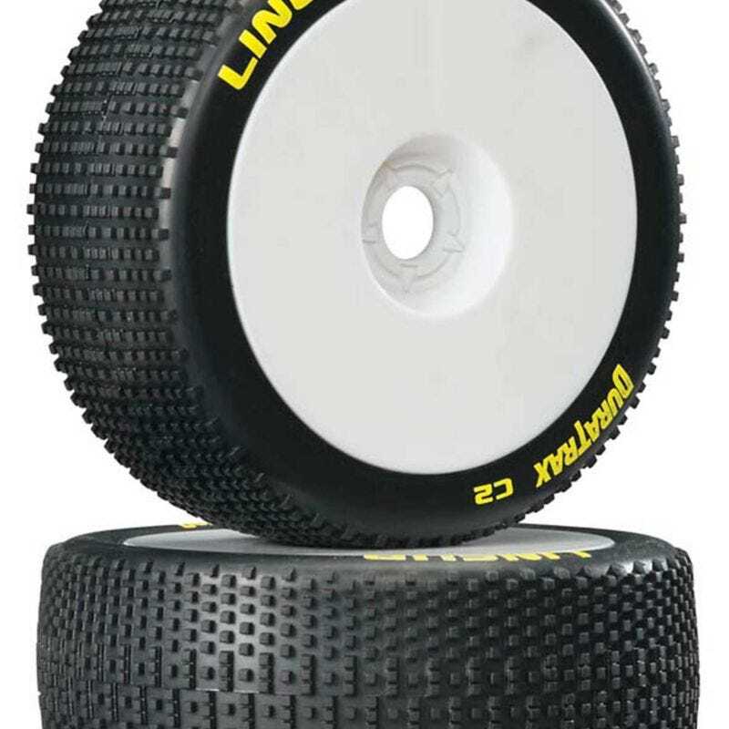 Duratrax 1/8 Lineup Buggy Tire C2 Mounted White, 2pcs
