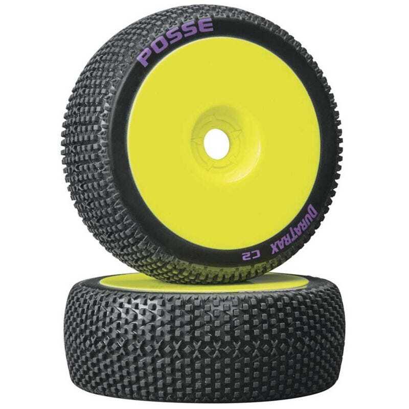 Duratrax 1/8 Posse Buggy Tire C2 Mounted Yellow, 2pcs