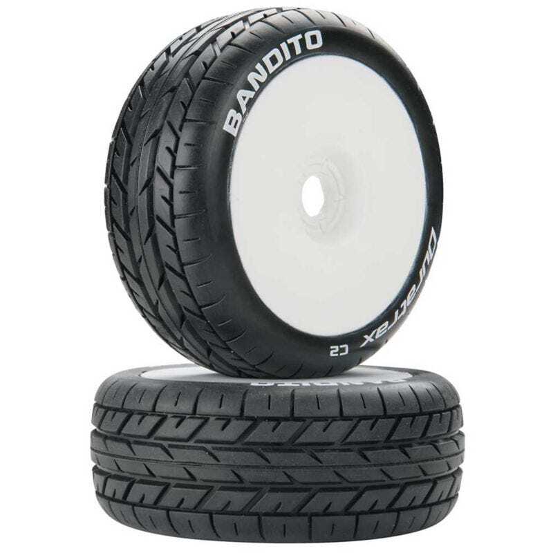 Duratrax 1/8 Bandito Buggy Tire C2 Mounted White, 2pcs