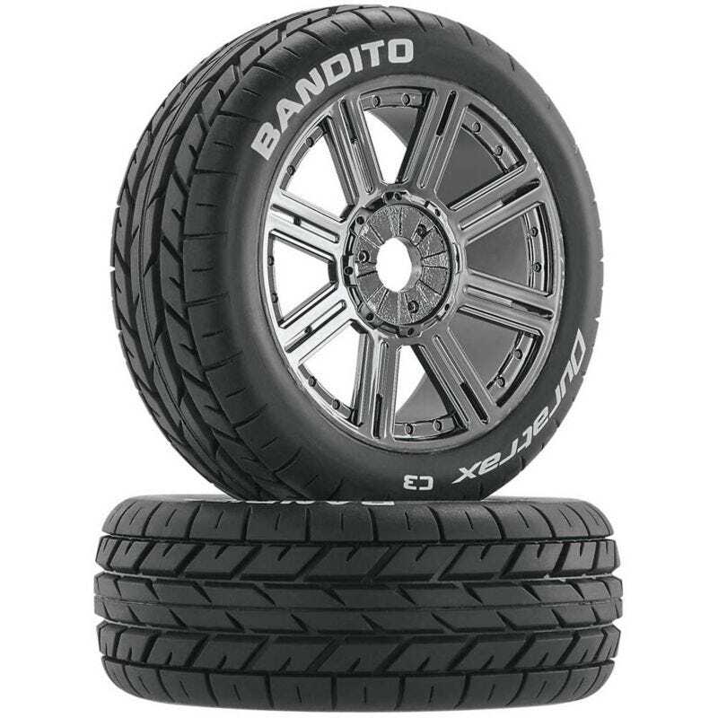 Duratrax Bandito Buggy Tire C3 Mounted Spoke Black/Chrome
