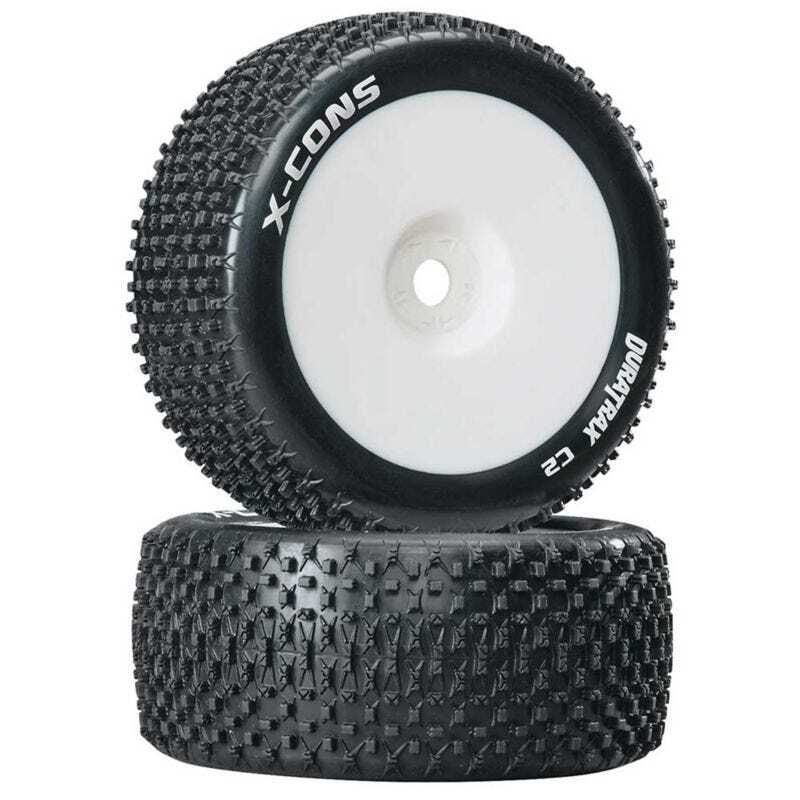 Duratrax 1/8 X-Cons Truggy Tire C2 Mounted 0 Offset, 2pcs