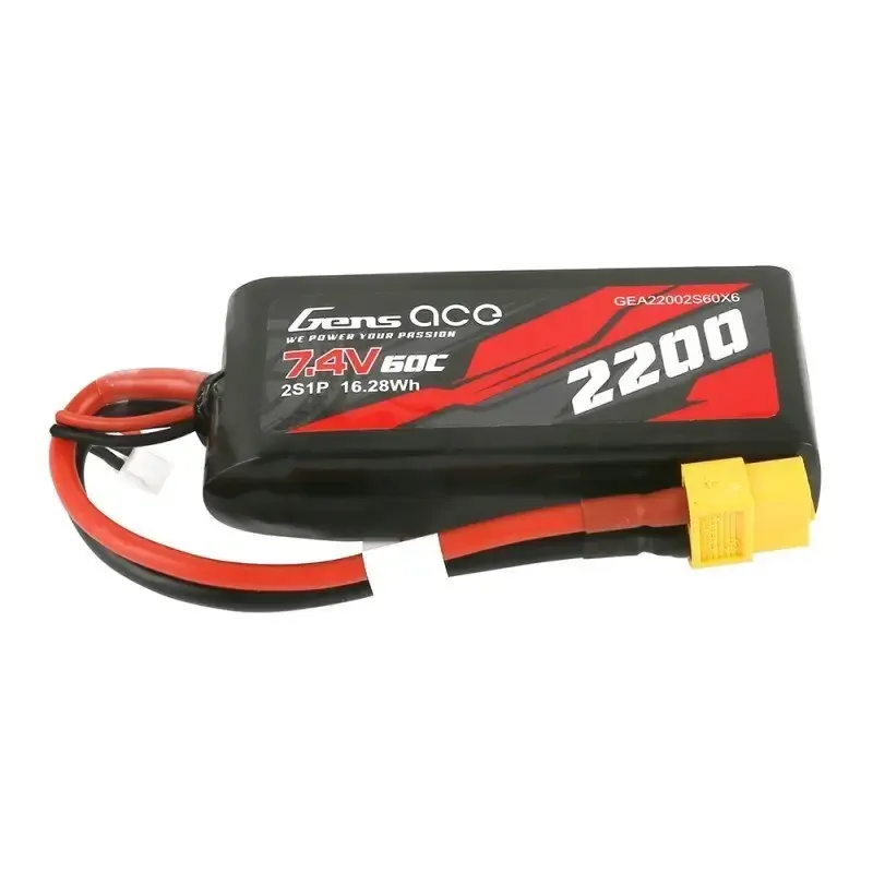 Gens ace 2S LiPo Batterie 2200mAh 20C 7.4V Batterie LiPo avec connecteur XT60 pour RC Helicopter Airplane