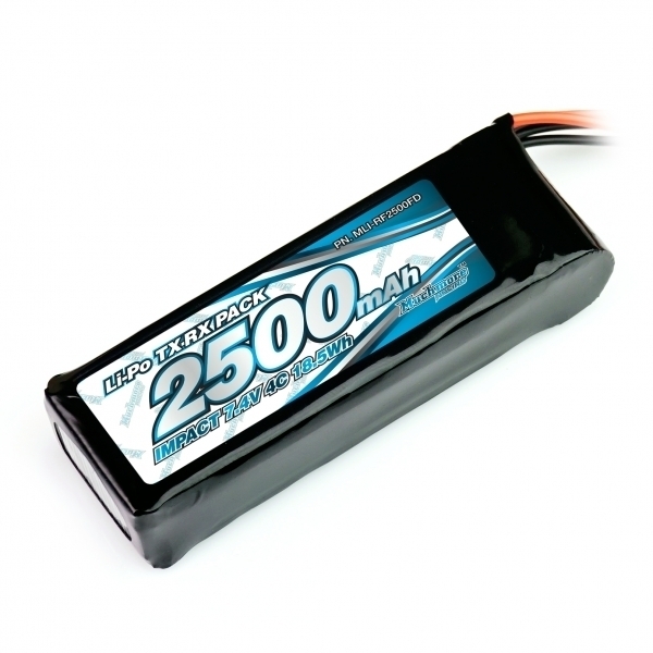 LIPO TX-RX 2500 7.4V FLAT STYLE LIPO RECEIVER BATTERY - MUCH MORE