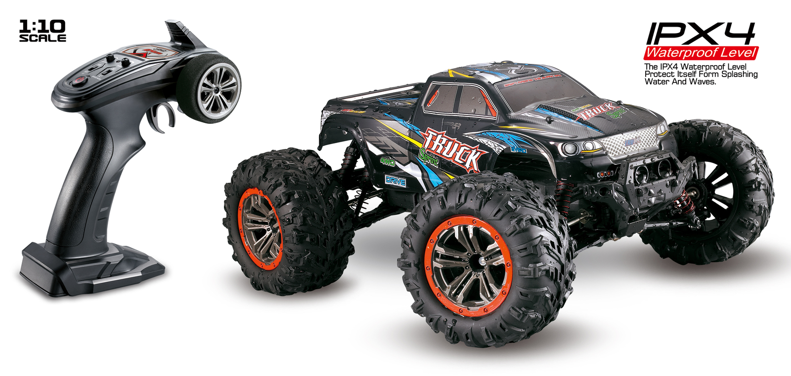 Tornado RC 1/10 IPX4 4WD Brushed Monster Truck RTR - TRC-9125