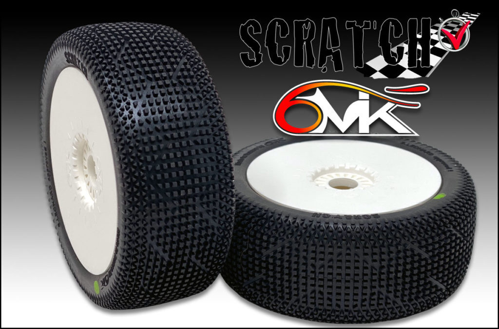 6Mik Scratch Tyres on rims 9/22 Soft compound (pair) White Rims, Unglued