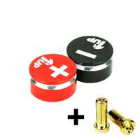 1UP Racing LowPro Bullet Plug Grips – Red/Black - w/ 4mm LowPro Bullet Plugs (2)