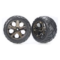Traxxas 2.8" Anaconda Tyres on Black Chrome All-Star Rims - Glued Wheels 2Pcs 3776A