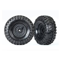 Traxxas 1.9" Canyon Trail Tyres on Tactical Black Rims - Glued Wheels 2Pcs 8273