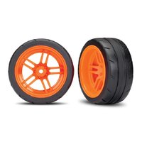 Traxxas 1.9" Response Slick Tyres on Split-Spoke Orange Rims - Glued Wheels 2Pcs 8374A