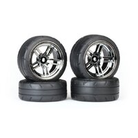 Traxxas 1.9" Response Tyres on Split-Spoke Black Chome Rims - Glued Wheels 4Pcs 8375