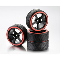 Absima Wheel Set Drift 5-Spoke "Profile A" Rim black/Ring neon orange 1:10 (4)