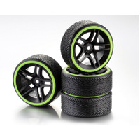 Absima Wheel Set Drift 10-Spoke "Profile B" Rim black/Ring neon yellow 1:10 (4)      