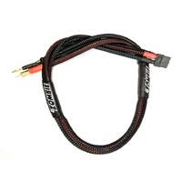 B-TZ-1000RL5XT Charging lead  Full nylon wrap (full black)  5mm plated male tube plug (battery)  XT60 plug (charger)  600mm length  12awg silicone wir
