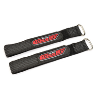 Team Corally - Pro Battery Straps - 250x20mm - Metal Buckle - Silicone Anti-Slip Strings - Black - 2 pcs