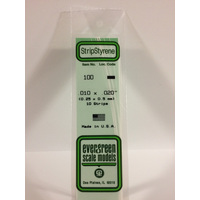 Evergreen 100 White Styrene Strip .010 X .020 (Pack Of 10)