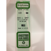 Evergreen 110 White Styrene Strip .015 X .020 (Pack Of 10)