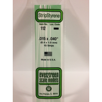 Evergreen 112 White Styrene Strip .015 X .040 (Pack Of 10)