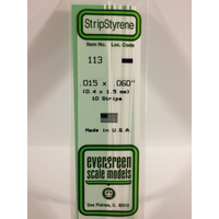 Evergreen 113 White Styrene Strip .015 X .060 (Pack Of 10)