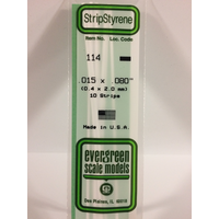 Evergreen 114 White Styrene Strip .015 X .080 (Pack Of 10)