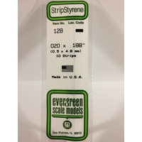Evergreen 128 White Styrene Strip .020 X .188 (Pack Of 10)
