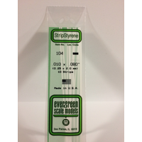 Evergreen 104 White Polystyrene Strip 0.010 x 0.080 x 14" / 0.25mm x 2mm x 36cm (10)