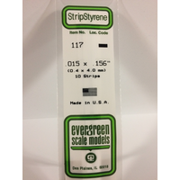 Evergreen 117 White Polystyrene Strip 0.015 x 0.156 x 14" / 0.38mm x 4mm x 36cm (10)