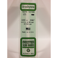 Evergreen 121 White Polystyrene Strip 0.020 x 0.030 x 14" / 0.51mm x 0.76mm x 36cm (10)