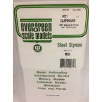 Evergreen 4031 White Polystyrene Clapboard Siding Sheet 0.030 x 6 x 12" / 0.76mm x 15cm x 30cm (1)