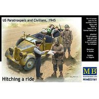 Master Box 35161 1/35 Hitch on the road. US Paratroopers and Civilians Plastic Model Kit