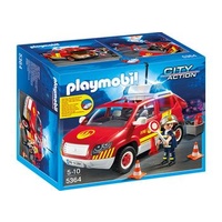 Playmobil Fire Chief Car W Lights/Sound