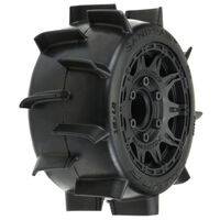 Proline 1/10 Sand Paw LP 2.8in Tyres Mounted on Raid Black 6x30 Wheels, F/R, PR10160-10