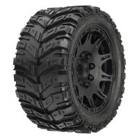 Proline 1/6 Masher X HP Belted Tyres Mounted on Raid Black Wheels, 24mm Hex, F/R, PR10176-10