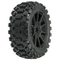 Proline Badlands MX M2 1/8 Buggy Tyres Mounted on Mach 10 Black Wheels 17mm, F/R, PR9067-21