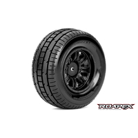 ROAPEX TRIGGER 1/10 SC TIRE BLACK WHEEL WITH 12MM HEX MOUNTED
