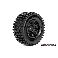 ROAPEX TRACKER 1/10 SC TIRE BLACK WHEEL WITH 12MM HEX MOUNTED
