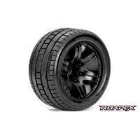 ROAPEX TRIGGER 1/10 STADIUM TRUCK TIRE BLACK WHEEL WITH 1/2 OFFSET 12MM HEX MOUNTED
