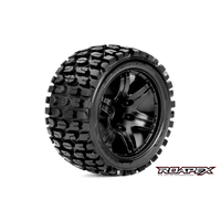 ROAPEX TRACKER 1/10 STADIUM TRUCK TIRE BLACK WHEEL WITH 1/2 OFFSET 12MM HEX MOUNTED