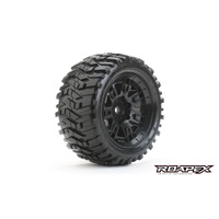 MORPH BELTED TRAXXAS X-MAXX MT TRUCK TIRE BLACK WHEEL WITH 24MM HEX MOUNTED