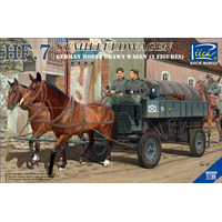 Riich Models RV35043 1/35 German Hf.7 Horse drawn Steel field wagen w/2 Horses & 2 Figures