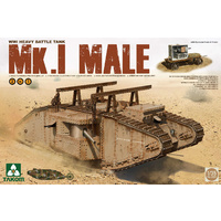 Takom 2031 1/35 WWI Heavy Battle Tank Mk.I Male 2 in 1 (w/ crane & flat trailer) Plastic Model Kit