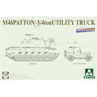Takom 2117X 1/35 US Medium Tank M46 Patton + 1/4 Ton Utility Truck Plastic Model Kit