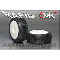 "Rapid" Tyres in 0/18 Super Soft compound + rims + Inserts (pair) white Rims
