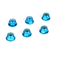 TLR 4mm Aluminum Serrated Lock Nuts, Blue (6)