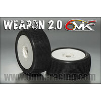 6Mik "Weapon 2.0" Tyres glued on rims - 15/25 Soft-Med compound (pair) White Rims