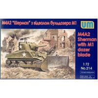 Unimodel 214 1/72 Tank M4?2 with M1 Dozer Blade Plastic Model Kit