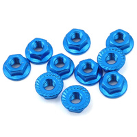 Yeah Racing 4mm Aluminum Serrated Lock Nut (10) (Blue)