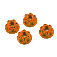 Yeah Racing 4mm Aluminum Serrated Wheel Lock Nut (4) (Orange)